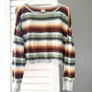 Womens Long Sleeve Sweatshirt size S Small Stripe Striped Pullover Oversized